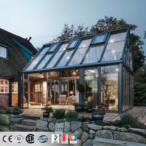Aluminum Balcony Sunroom Glass House Outdoor Free Standing Insulated Glass Winter Garden Customized