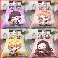 SQ1 Demon Slayer 3in1 Bedding Set Bed Sheet Quilt Cover Pillowcase Bedroom Washable Dormitory Suit Q