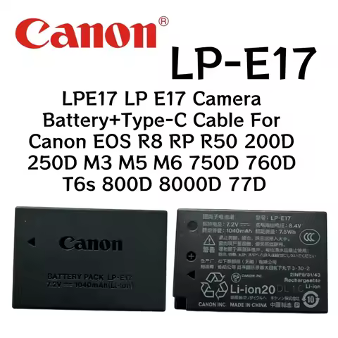 Original For Canon LP-E17 LP E17 Camera Battery+Type-C Cable EOS R8 RP R50 200D 250D M3 M5 M6 750D 7