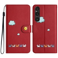 Dropshiping Cartoon Cats Leather Phone Case For Sony Xperia 1 V/Sony Xperia 10 IV/Sony Xperia 10 V