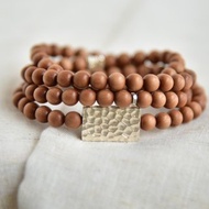 【素木腕香】天然印度沉水老山檀108顆純銀配飾佛珠念珠手串