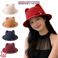 SNOWOY1OY2H Wool Felt Hats, Bow Decoration Solid Color Cloche Hats, Elegant Cat Ears Warm Material B