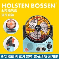 Solar Outdoor LED Bluetooth Fan Three-in-One Desktop Radio Charging Speaker Bluetooth Speaker Fan MM