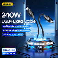Remax 240W Fast Charging USB 4 Data Cable Supports 8K/60Hz HD Display 40 Gbps Data Transfe Compatible Thunderbolt 4/3 Cable USB C to Type-C Cable for MacBook Laptop Samsung Hub eGPU