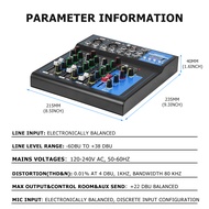 Audio Mixer 4 Channel +48v Line Mixer Audio Sound System Audio Mixer With Mic Bluetooth/USB Mixer
