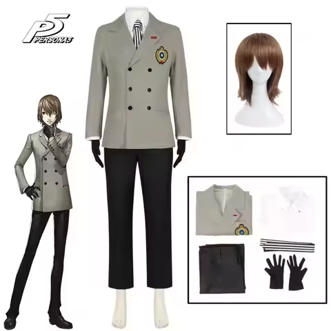 Game Persona 5 Cosplay P5 Goro Akechi Cosplay Costume School Uniform Suit Wig Unisex Outfit Customiz