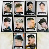 Tranh tóc nam dán tường trang trí tiệm tóc nam barrbe sét 10 tấm kích thước 20x30cm (kèm băng dính d