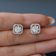 Raya gem 1 ct Moissanite Diamond Earrings Square Shape 92.5% Pure Silver