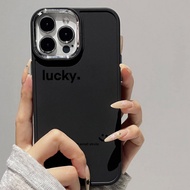 Case for iPhone 8 7 8plus 6plus 14 15 X XR XS MAX 12Promax 12 13Promax 15Promax 11 14Promax 13 Lucky Smiley Pattern Metal Photo Frame Shockproof Protective Soft Case