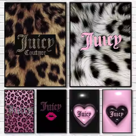 J-Juicy C-Couture Chic Girly Poster Self-adhesive Art Waterproof Paper Sticker Coffee House Bar Room