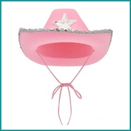 CON Pink Cowgirl Hat with Sequins Trim Dress Up Cosplay Costume Accessories