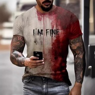 Warehouse New Style Summer Short-Sleeved Men's 3D Digital Letter Halloween Theme Digital Printed T-S