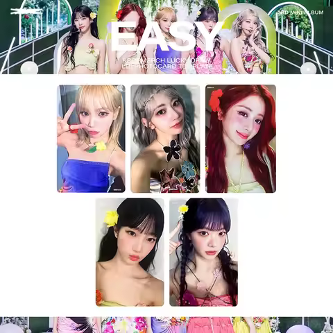 5Pcs/Set KPOP Chaewon Yunjin EASY 3rd Mini Album Special Photocards Eunchae Kazuha Selfie Lomo Cards