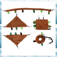 [W F S B] 5Pcs Hamster Sugar Glider Hanging Cage Accessories Set Leaf Wood Design Small Animal Hammo