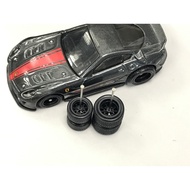 Z285 Tayar Getah Hot Wheels 1/64 Rubber Wheels BBS Black 10 & 12mm Axle JDM Long