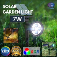 SOLAR LED SPOTLIGHT 7W OUTDOOR GARDEN LIGHT PATH LAWN LIGHTS LANDSCAPE LAMP ROADSIDE COURTYARD GARAG