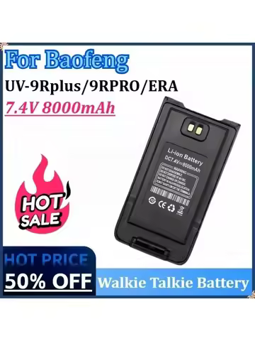 Walkie Talkie Battery for Baofeng UV-9R Pro 7.4V 8000mAh UV9R Plus Enlarge Battery Type-C Charging B