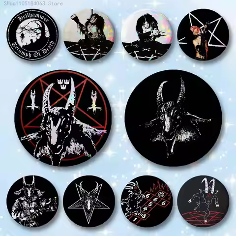 B-BathoryS Band Quorthon Badges 25 32 44 58 75 mm Round Cosplay Pin Bag Decor Fans Collect Friends G
