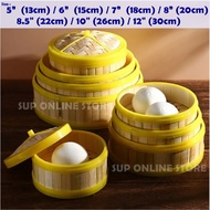 Bamboo Steamer Basket / Dim Sum / Bakul Pau /  Pengukus Pau / Yellow Basket / Tray / Cover