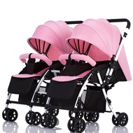 liuncy twin stroller can be split, sitting and lying, light two-way folding two-child double stroller