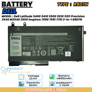 ประกัน 1 ปี Dell แบตเตอรี่ Dell Latitude 5400 5410 5500 5510 5511 Precision 3540 M3540 3550 Inspiron
