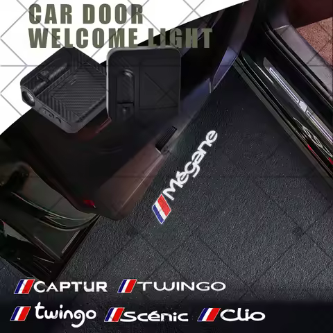 1/2Pcs For Scenic Megane GT 2 3 4 5 Twingo RS Captur Logo Car HD Projector Lamp LED Auto Door Welcom