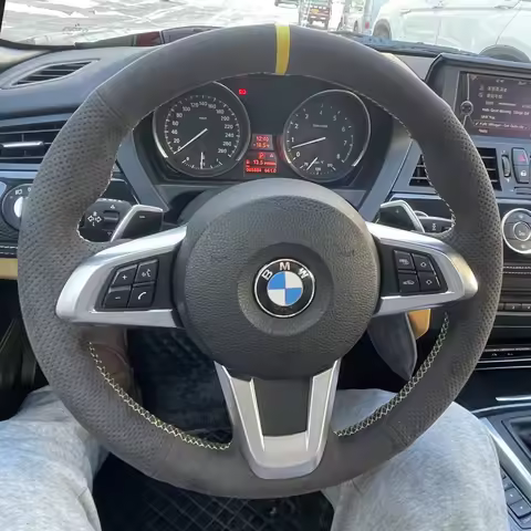 For BMW Z4 E89 2009-2014 Hand Stitched Suede Non-Slip Wear-Resisting Car Steering Wheel Cover