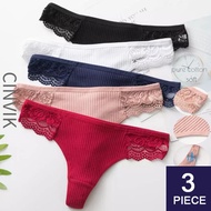 CINVIK 「Ready stock」3PCS spender wanita Sexy Panties Thong  Women Briefs Underpants  lingerie sexy n