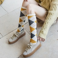 Vintage Korean Argyle Checkered Long Socks, Soft, Smooth, Good Elasticity