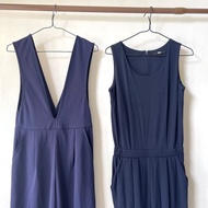 Sale！Uniqlo V領連身褲 U領修腳款 / Uniqlo 連身褲 7分闊腳款/ 百搭工人褲 Uniqlo Sleeveless 3/4 Jumpsuit / Uniqlo Slim-fit S