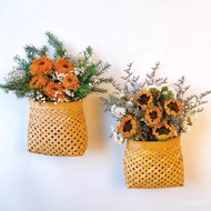 Customized Wood Chip Wall Hanging Basket Flower Arrangement Wall Hanging Decoration Living Room Bedr