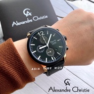 [Original] Alexandre Christie 6267MCLBRBASL Sporty Chronograph Men Watch Black Genuine Leather Strap