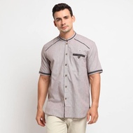 LAND COFFEE |MNM x CW| Men's Koko Shirt Short Sleeve Muslim Kurta Shirt - Coffee, L