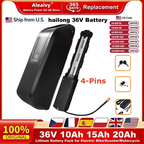 36V 48V 52V Hailong Ebike Battery with Charger Full Capacity 10Ah 15Ah 20Ah Powerful 18650 Lithium B