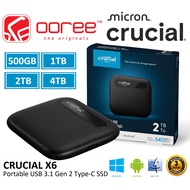 CRUCIAL X6 PORTABLE EXTERNAL SSD USB 3.1 GEN-2 SOLID STATE DRIVE WITH DROP PROOF UP TO 6.5FT/2 METER