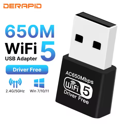 Dual Band WiFi Adapter AC650 High Gain Dual Antenna Wireless Network USB Adapter for PC Laptop Drive