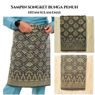 🔥🔥 SAMPIN SONGKET bunga penuh Hitam sulam emas (Samping Nikah Baju raya black Gold) Samping Baju Ray