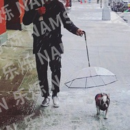 [Ready Stock] Transparent Pet Umbrella Dog Umbrella Rainy Day Walking Dog Leash Integrated Pet Suppl