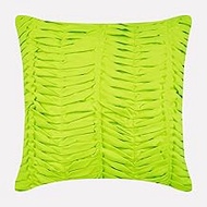 The HomeCentric Lime Euro Shams, Pack of 2, 65x65 cm (26"x26") Euro Shams, Textured Pintucks Solid Euro Shams, Square Faux Suede Euro Sham, Solid Contemporary Euro Shams, Modern - Lime Wind Folds