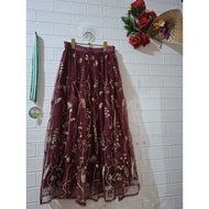 Axes femme luxurious maroon brocade skirt