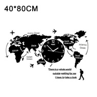 นาฬิกาติดผนังแขวนลายแผนที่โลก3D Large World map wall clock Home Decor