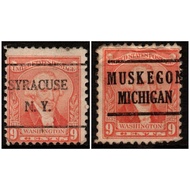 USA Vintage 9 Cents Postage Stamp WASHINGTON Postage Pre-Canceled Various Cities/States selyo