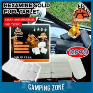 12Pcs Alcohol Fuel Tablet Charcoal Fire Starter Camping Foldable Solid Fuel Stove Hexamine Solid Fue