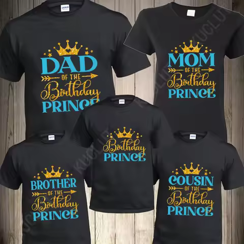 Birthday Prince Family Matching Party T-shirts Mom Dad Cousin Siblings of The Birthday Prince Party
