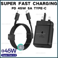 Super Fast Charging PD 45W Charger 5A TYPE C Cable UK Plug Adpater