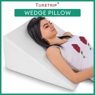 Bed Wedge Pillow with Cover Foam Triangular Pillow Cover Support Pillow for Lower Back Pain/Acid Ref