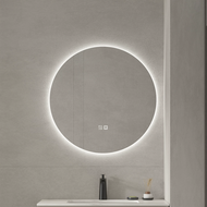 Modern LED Circular Mirror with Three Color Light Defogging Bathroom Vanity Mirror with Adjustable C