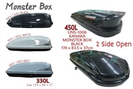 KANAKA MONSTER BOX CAR ROOF BOX 2 SIDE OPEN 330L 450L FREE ROOF RACK CARGO BLACK WHITE GREY