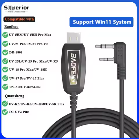 USB Programming Cable for UV-21 UV-5RH UV-18 Pro Max UV-17 UV-25 Quansheng UV-K6 CH340 Chip Support 