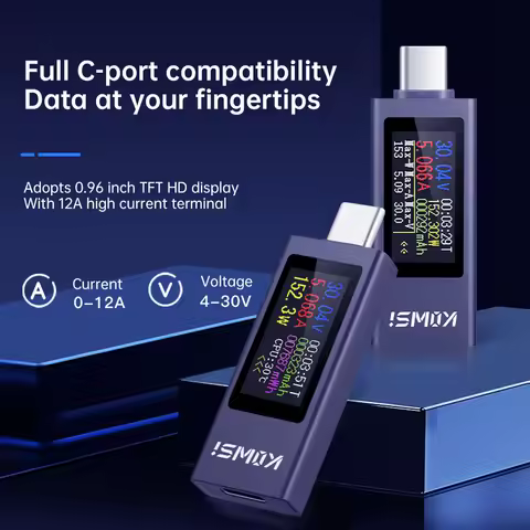 KWS-2301C Type-C Current and Voltage Monitor DC 4-30V 0-12A Power Meter Tester PD Battery Capacity D